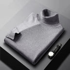Men's plain ribbed turtleneck jumper with long sleeves