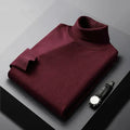 Men's plain ribbed turtleneck jumper with long sleeves