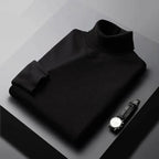 Men's plain ribbed turtleneck jumper with long sleeves