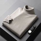 Men's plain ribbed turtleneck jumper with long sleeves