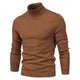 Men's long-sleeve turtleneck sweater with ribbed collar, cuffs and hem