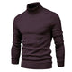 Men's long-sleeve turtleneck sweater with ribbed collar, cuffs and hem
