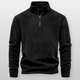 Men's quarter-zip fleece pullover with stand collar and long sleeves