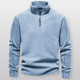 Men's quarter-zip fleece pullover with stand collar and long sleeves