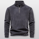 Men's quarter-zip fleece pullover with stand collar and long sleeves