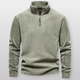 Men's quarter-zip fleece pullover with stand collar and long sleeves