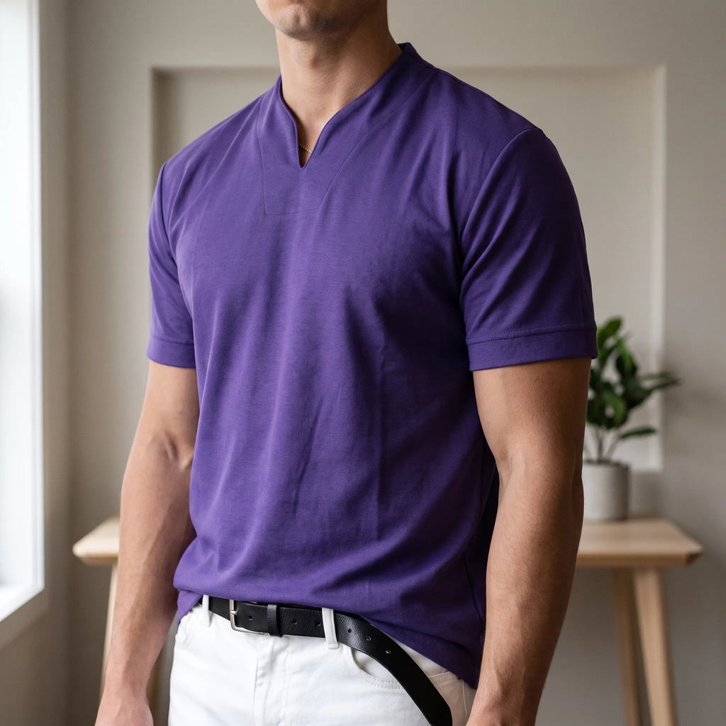 Notchio - Men's Casual Notch Neck Polo Shirt