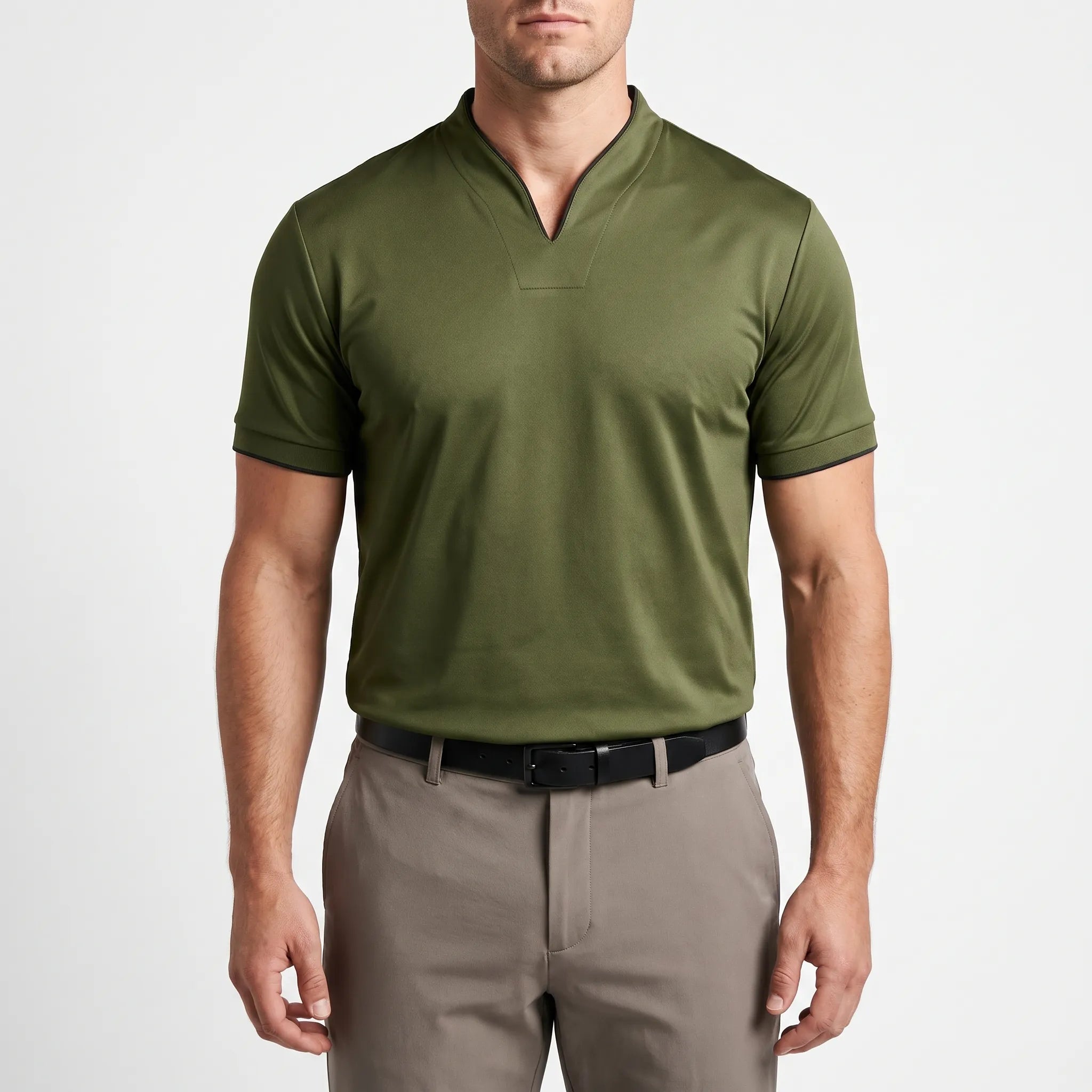 Notchio - Men's Casual Notch Neck Polo Shirt