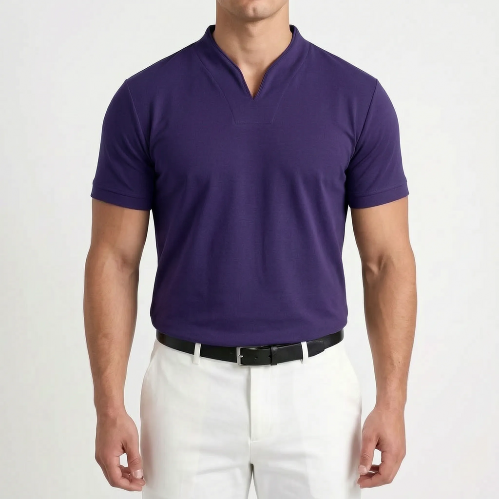 Notchio - Men's Casual Notch Neck Polo Shirt
