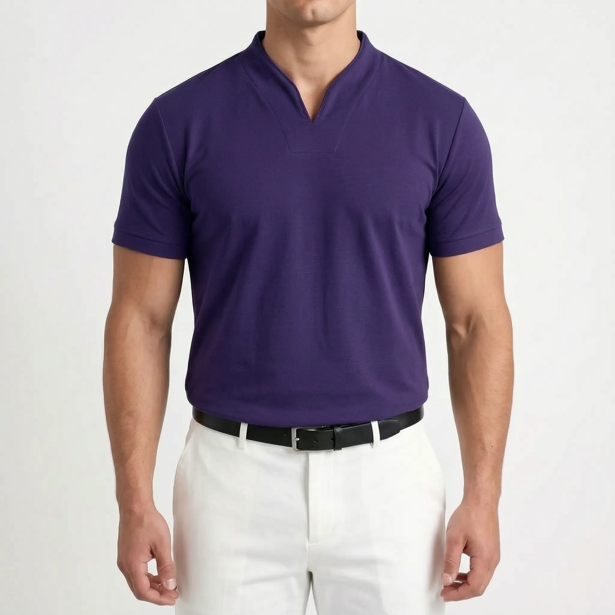 Notchio - Men's Casual Notch Neck Polo Shirt