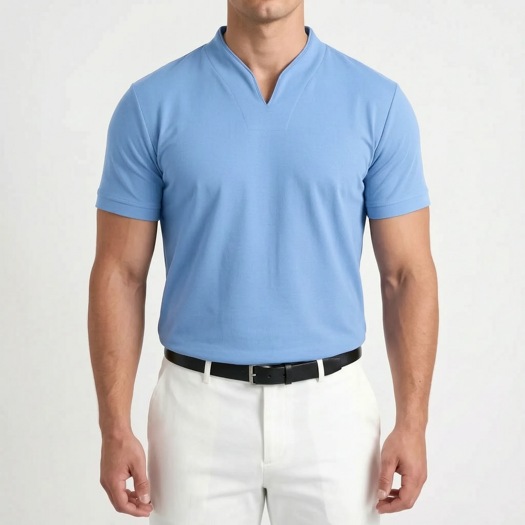 Notchio - Men's Casual Notch Neck Polo Shirt