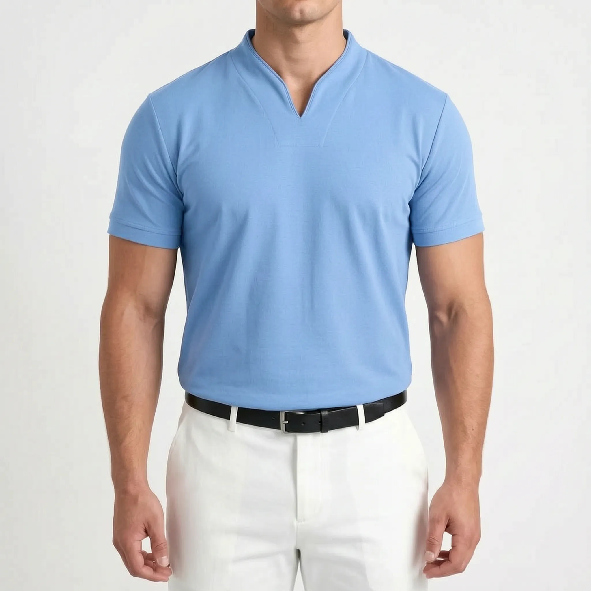 Notchio - Men's Casual Notch Neck Polo Shirt
