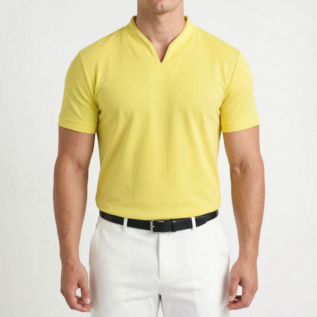 Notchio - Men's Casual Notch Neck Polo Shirt