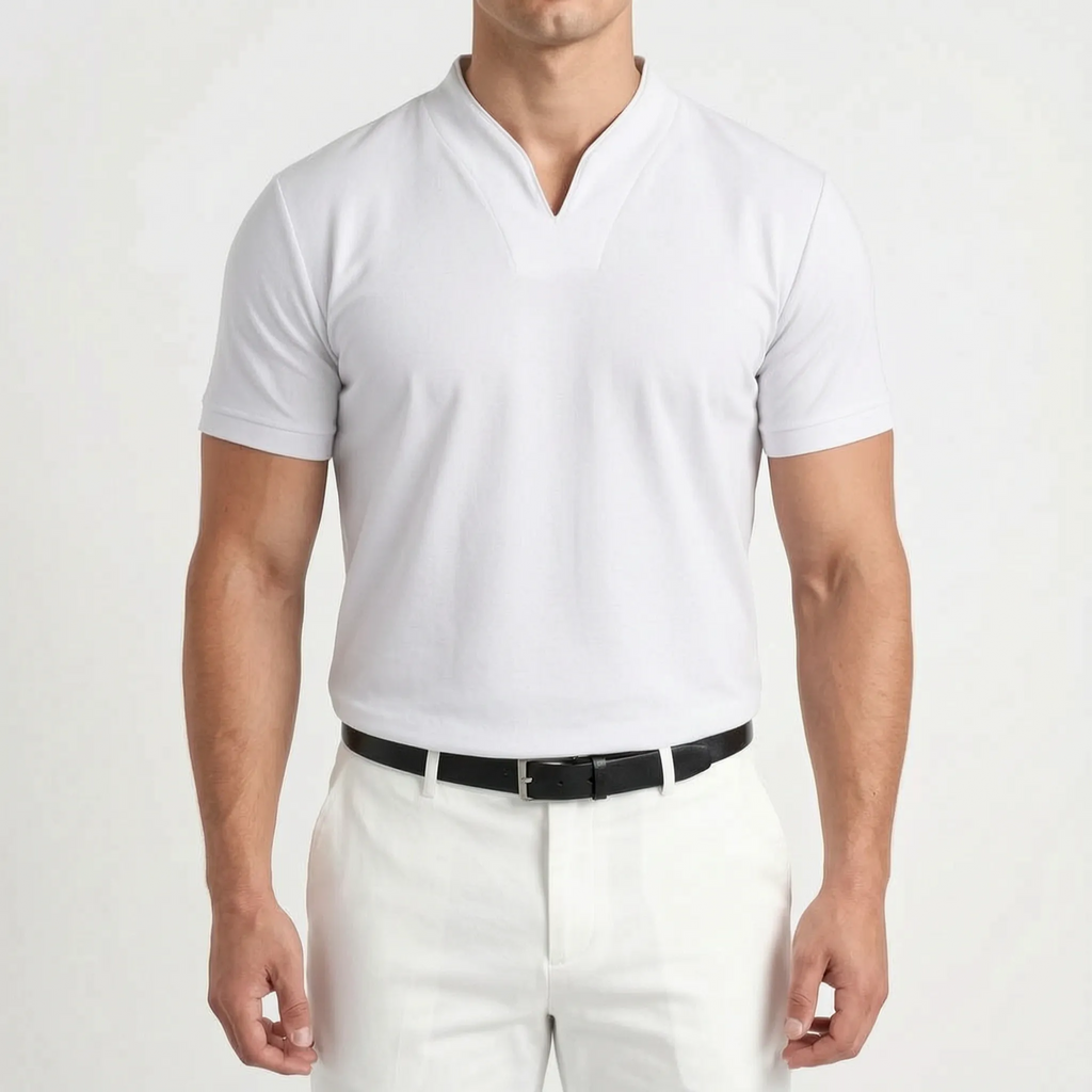 Notchio - Men's Casual Notch Neck Polo Shirt