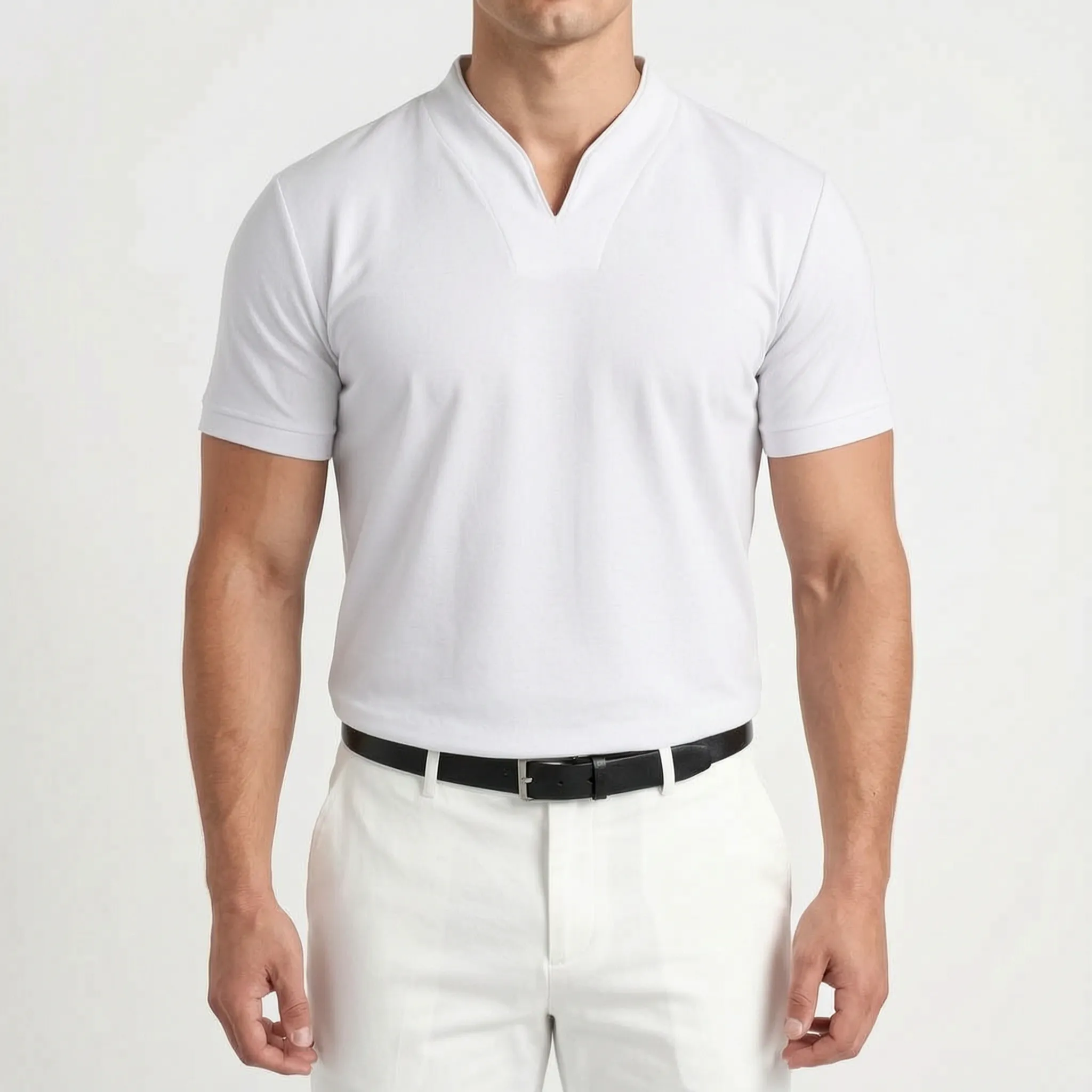 Notchio - Men's Casual Notch Neck Polo Shirt