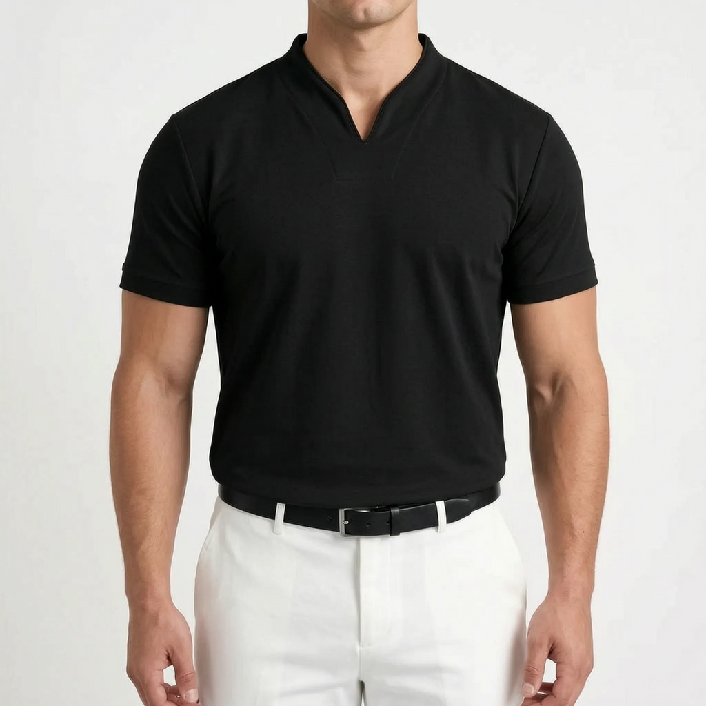 Notchio - Men's Casual Notch Neck Polo Shirt