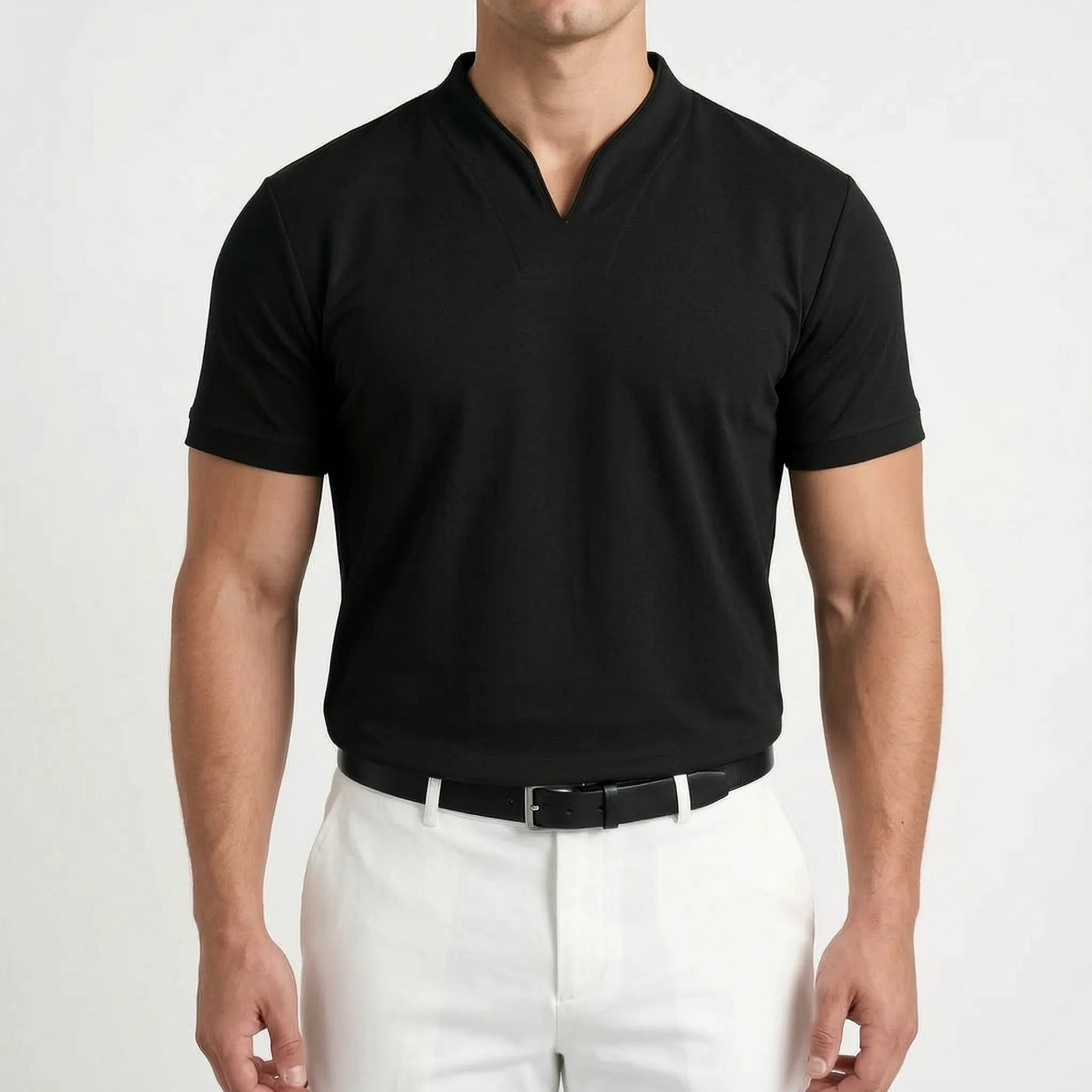 Notchio - Men's Casual Notch Neck Polo Shirt