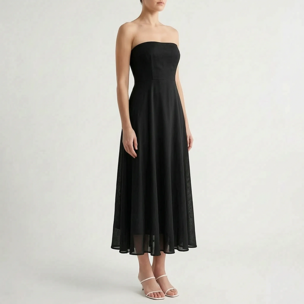 Novelia  - Elegant Sleeveless A-Line White Midi Dress Business Meetings