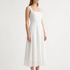 Novelia  - Elegant Sleeveless A-Line White Midi Dress Business Meetings