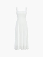 Novelia  - Elegant Sleeveless A-Line White Midi Dress Business Meetings