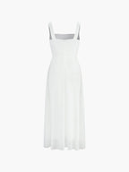 Novelia  - Elegant Sleeveless A-Line White Midi Dress Business Meetings
