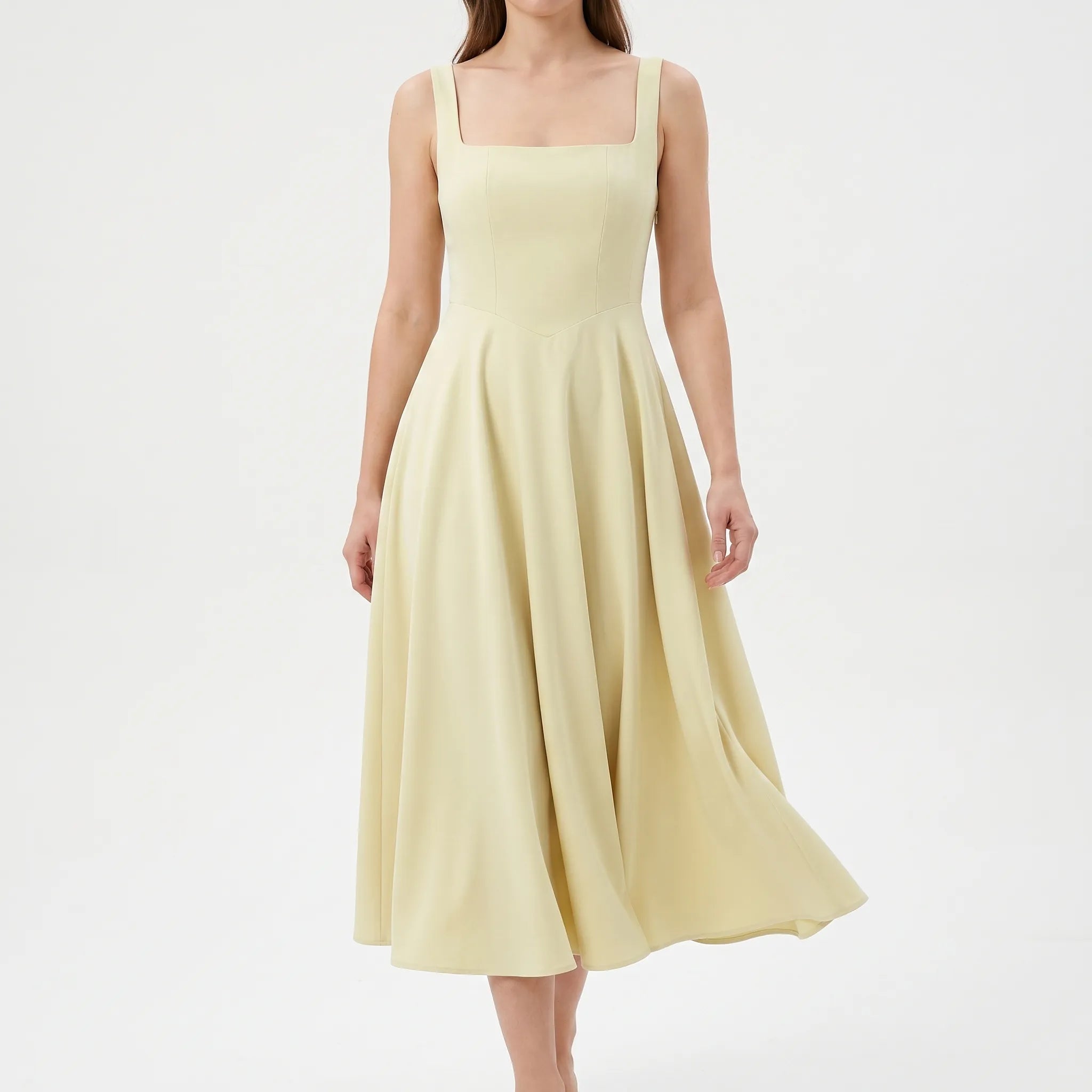 Novella  - Square Neck Party Wear Midi Dress Summer Garden Parties