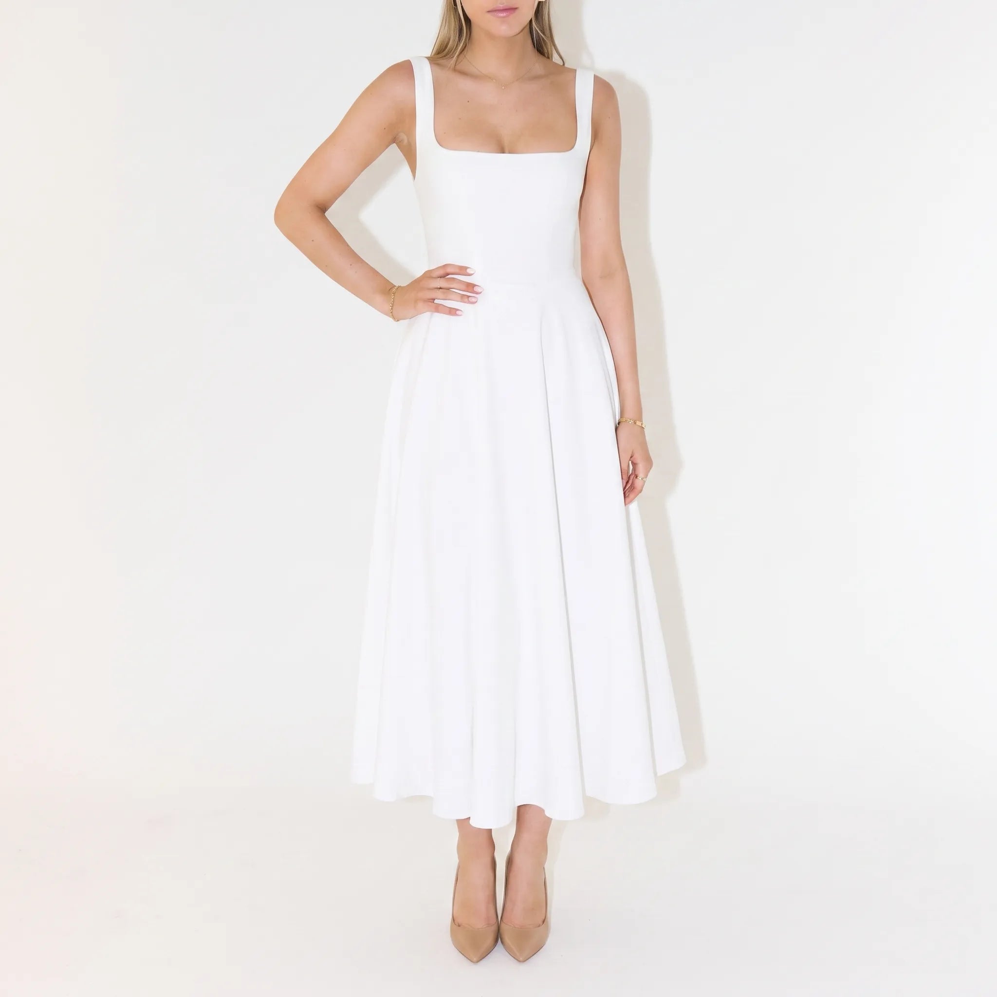 Novella  - Square Neck Party Wear Midi Dress Summer Garden Parties