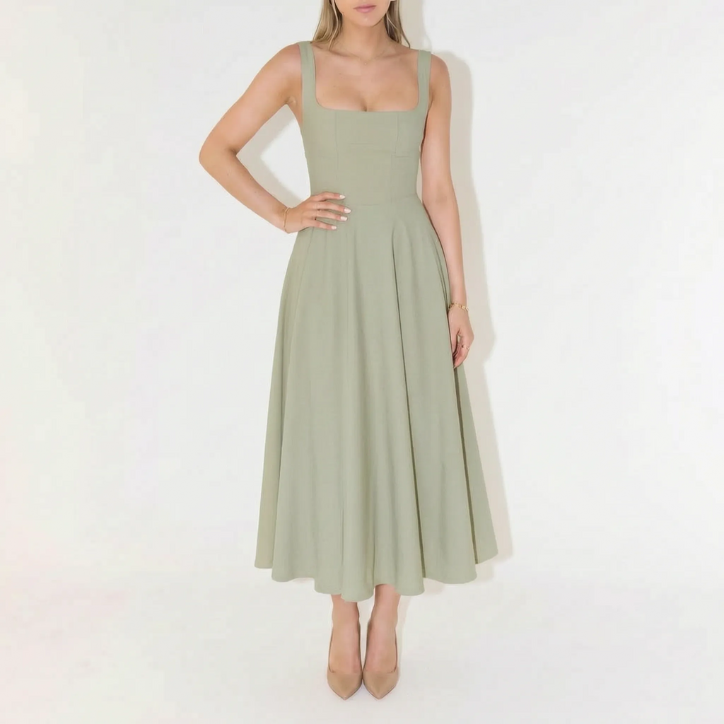 Novella  - Square Neck Party Wear Midi Dress Summer Garden Parties