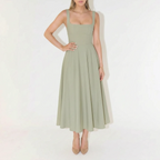 Novella  - Square Neck Party Wear Midi Dress Summer Garden Parties