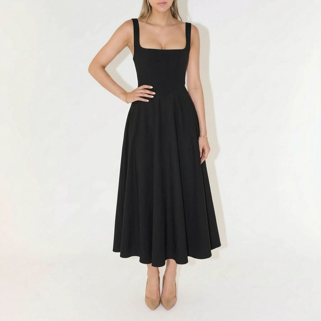 Novella  - Square Neck Party Wear Midi Dress Summer Garden Parties