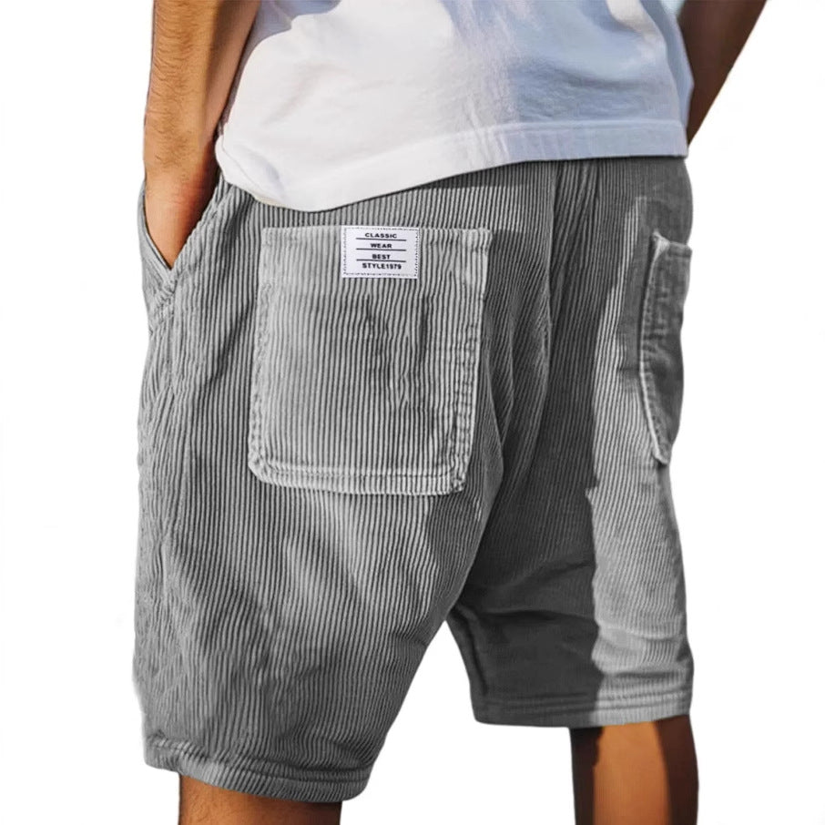 Men's ribbed corduroy shorts with utility pockets