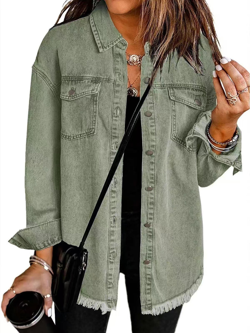 Women's leather blazer jacket with notched lapels and patch pockets