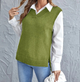 Women's sleeveless knit V-neck vest with ribbed trim in multiple colours