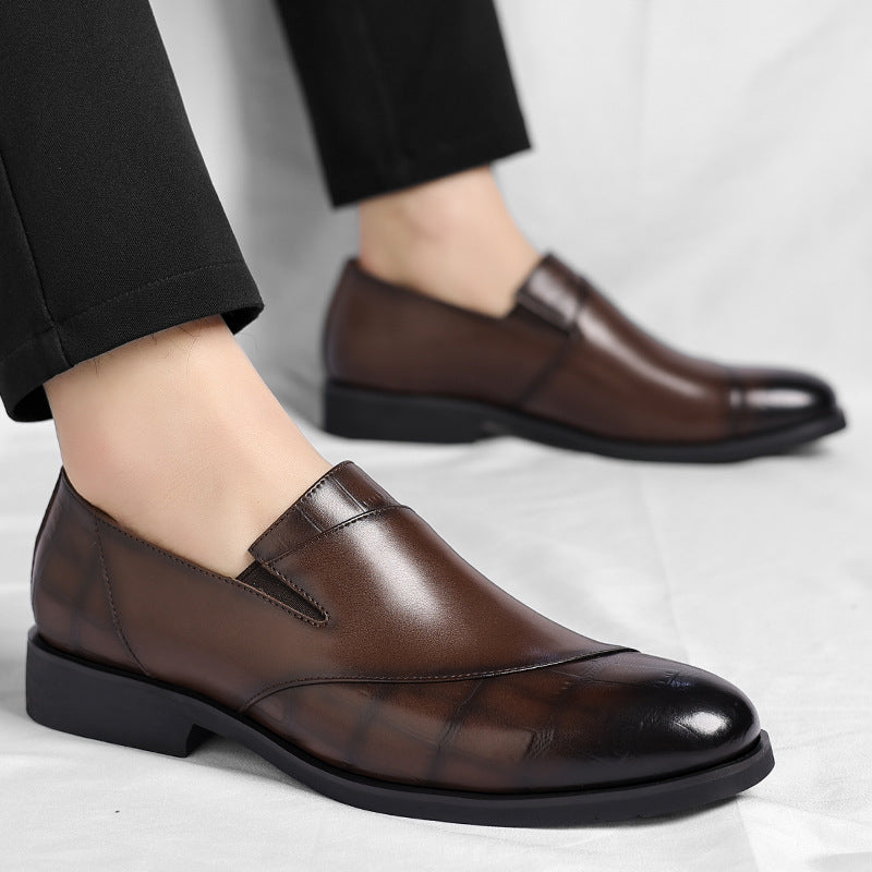 Men's polished slip-on loafer with square toe and low heel