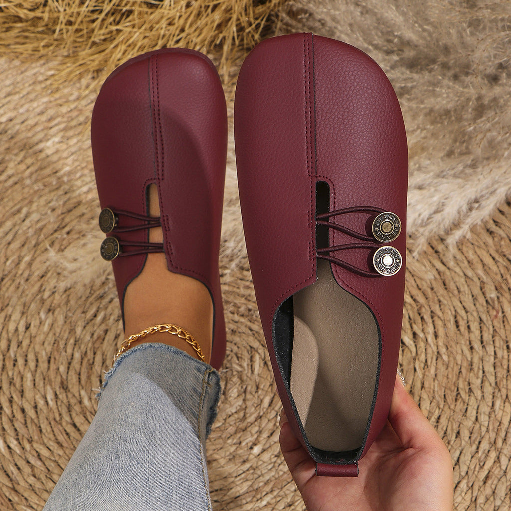 Round toe casual shoes with crossed lace detail