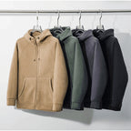 Unisex fleece zip hoodie with drawstring hood and front pockets