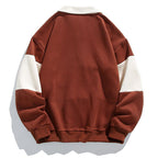 Men's color block polo sweatshirt with long sleeves