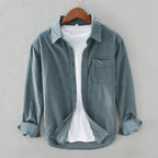 Men's long-sleeve corduroy shirt with chest pocket and button front