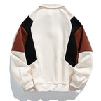 Men's long-sleeve colorblock polo sweatshirt with ribbed trims