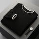 Folded ribbed crew neck sweater with contrasting trim