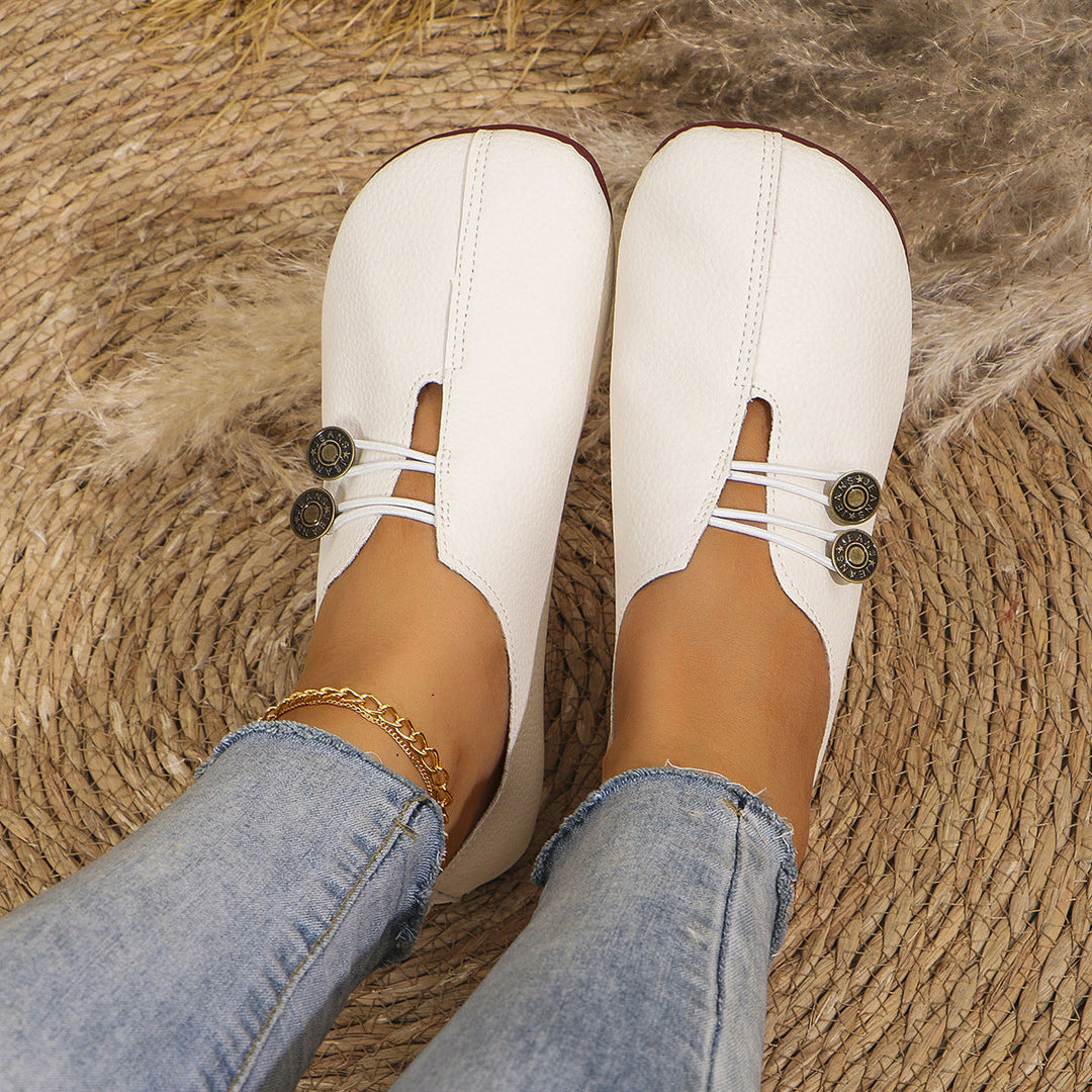 Round toe casual shoes with crossed lace detail