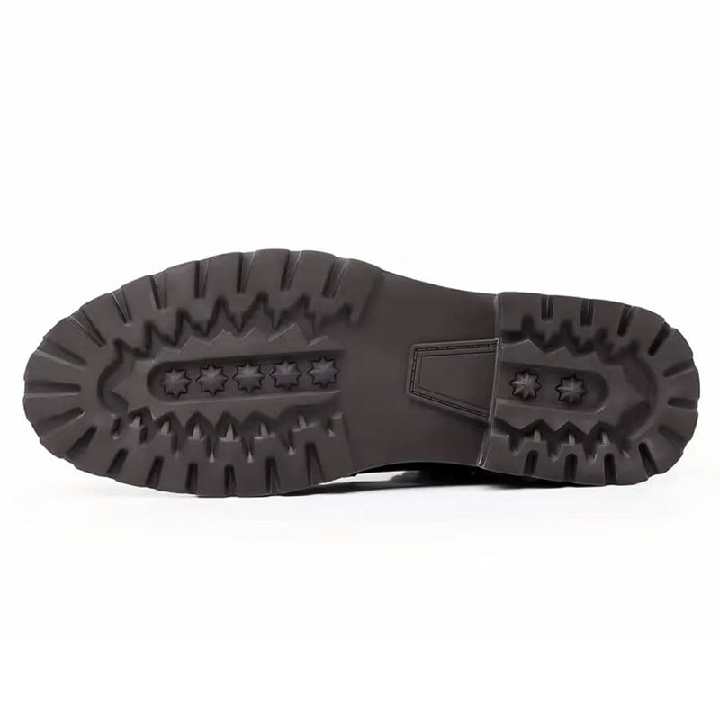 Men's lace-up ankle boots with contrasting panels and lug sole