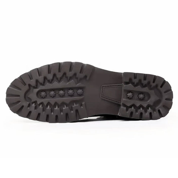 Men's lace-up ankle boots with contrasting panels and lug sole