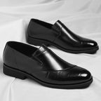 Men's polished slip-on loafer with square toe and low heel