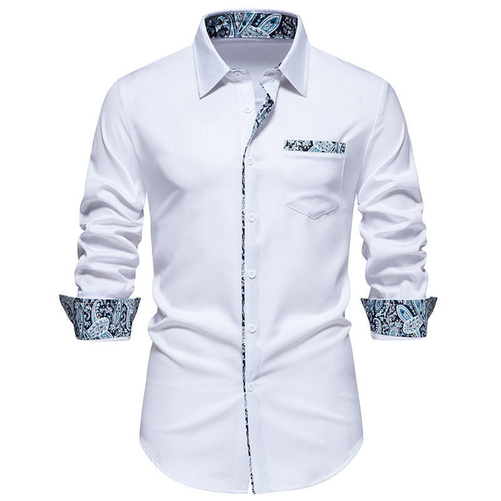Men's shirt with paisley trim on collar and cuffs