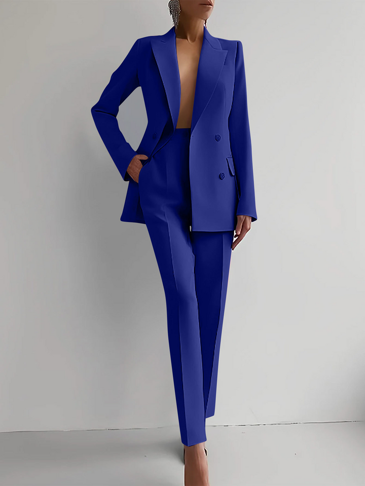 Women's Double-Breasted Blazer Trouser Suit Set