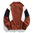 Men's long-sleeve colorblock polo sweatshirt with ribbed trims