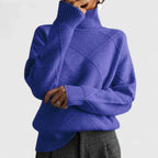 Women's geometric textured mock neck sweater with long sleeves