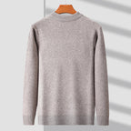 Men's geometric argyle crew neck sweater with long sleeves and ribbed trims