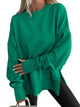 Women's oversized crew neck sweatshirt with dropped shoulders and ribbed trims